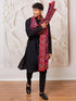 Men's Black Viscose Kurta, Pyjama And Dupatta Set.
